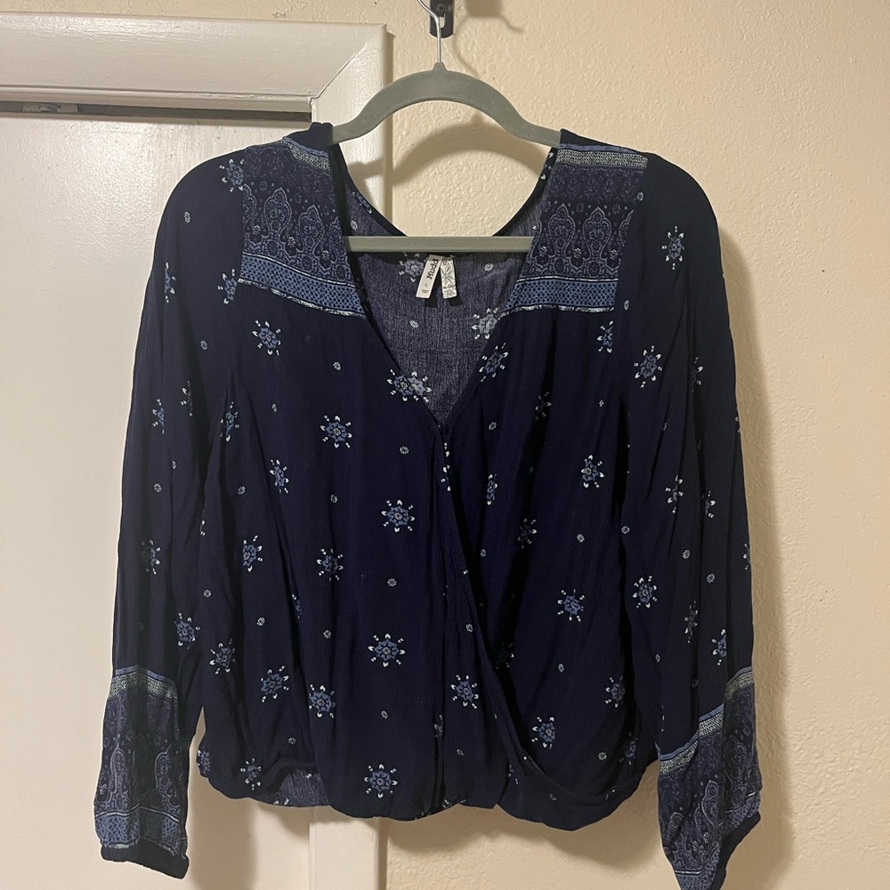 Madewell Blue Wrap Blouse Relaxed Fit